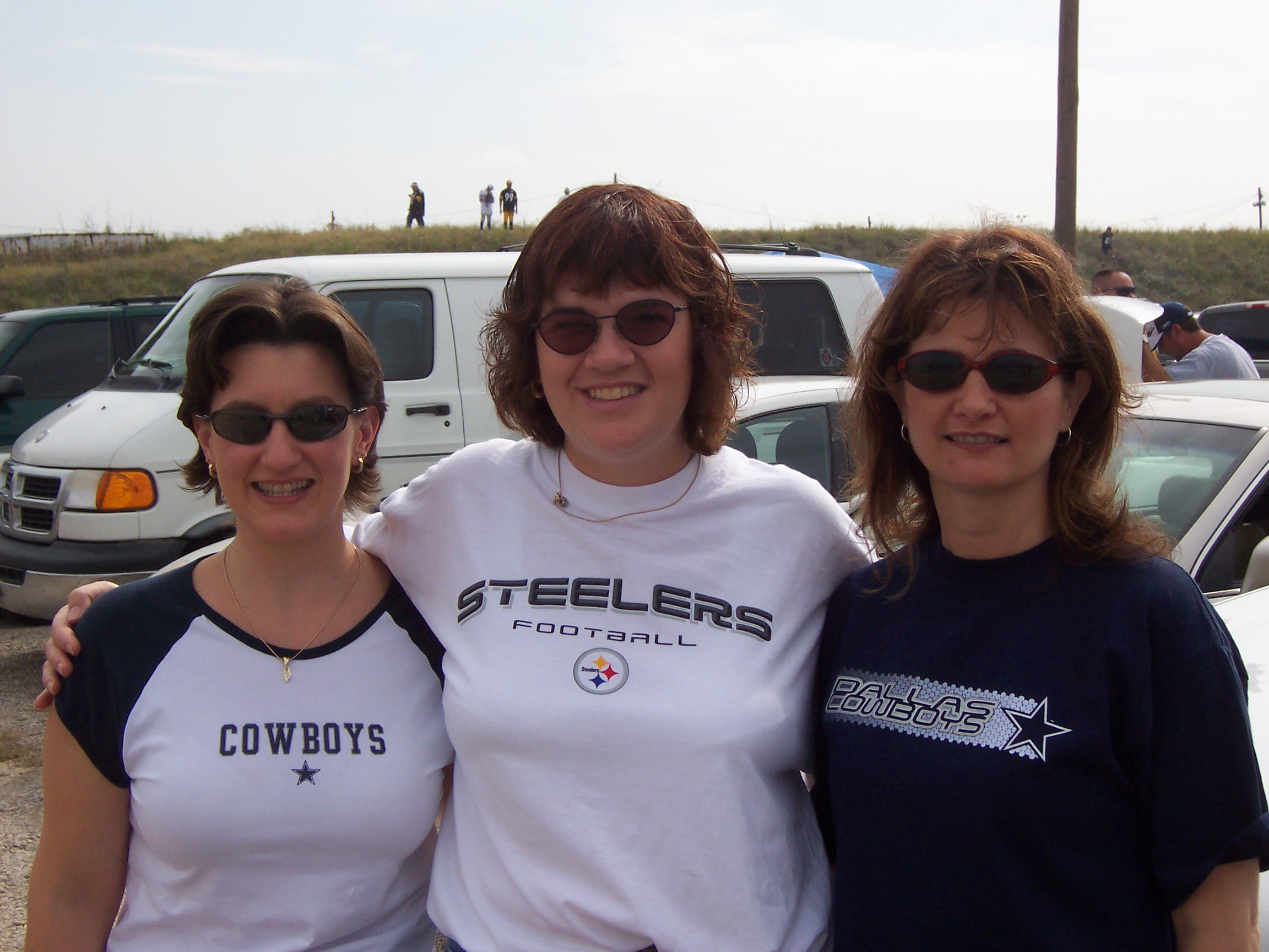 Sandy with Dallas Cowboy fans.