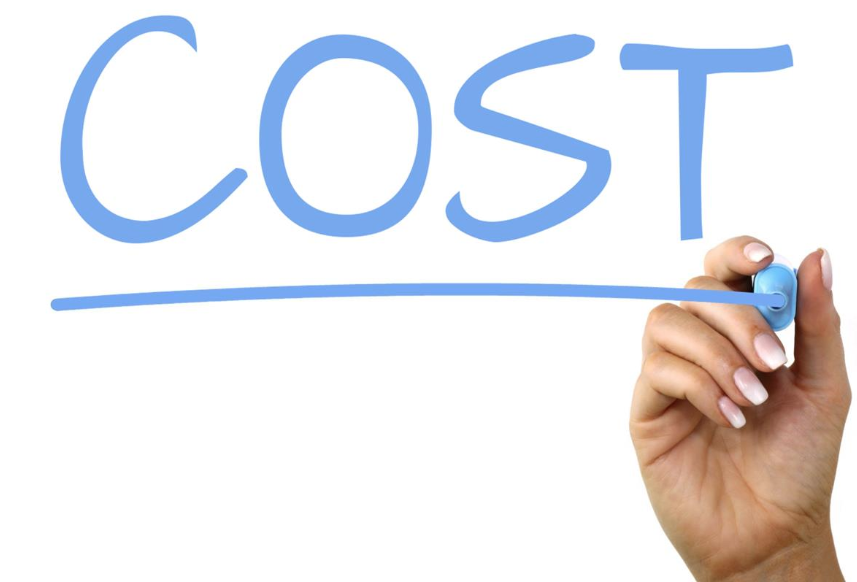 Hand writing COST in blue marker across the screen.