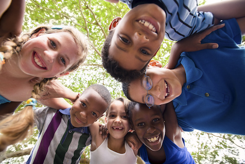 kids embracing in circle