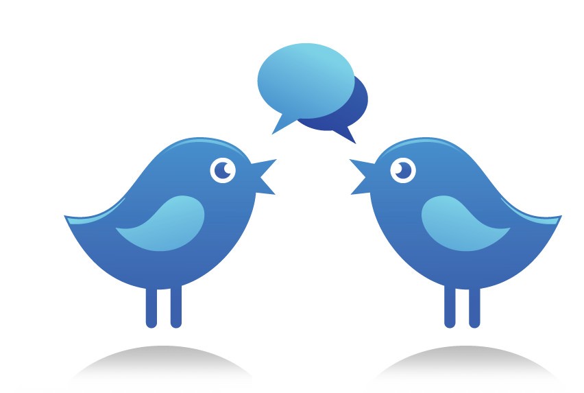 Illustration of two birds with talking bubbles