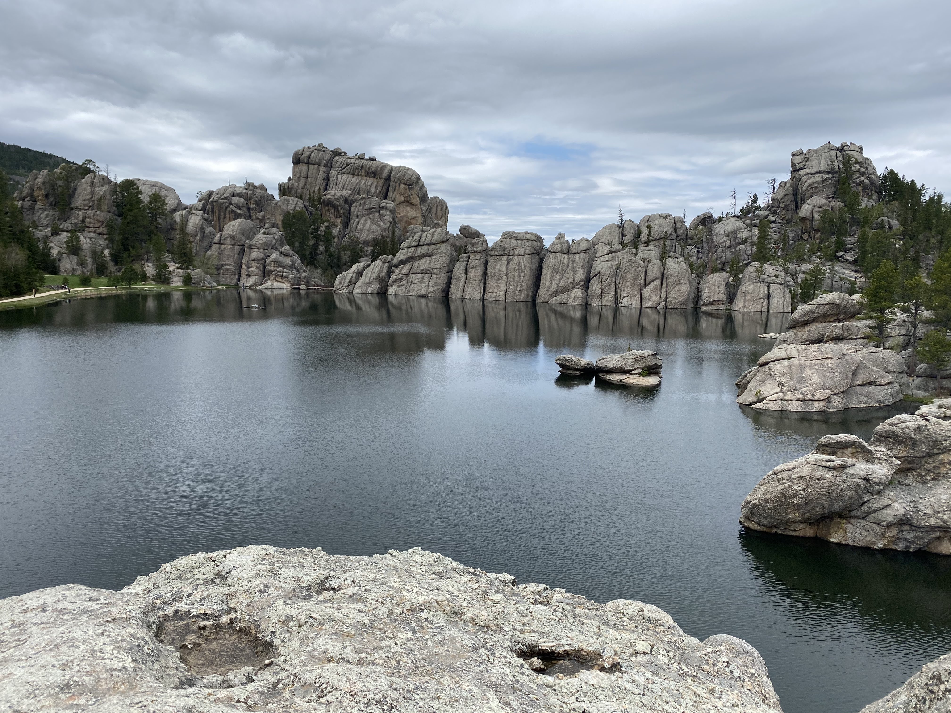 Lake with rock formations