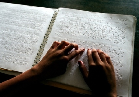 A girl reads a braille book during a lesson at the Baptist Sangha School for Blind girls, the only residential school for visually impaired females in Bangladesh. Irrespective of religion or cast, the school educates blind girls, gives them vocational training and provides them with food, housing and clothing.