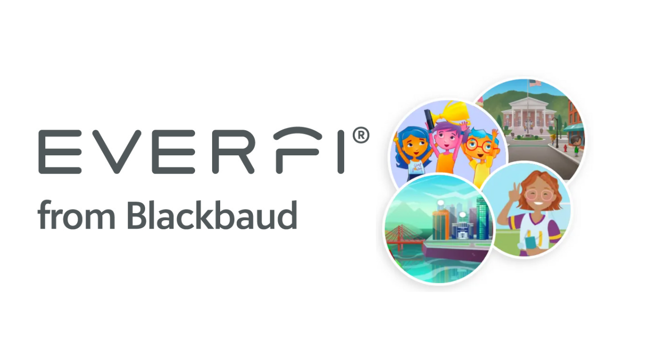 Everfi from Blackbaud logo with icons from online activities.